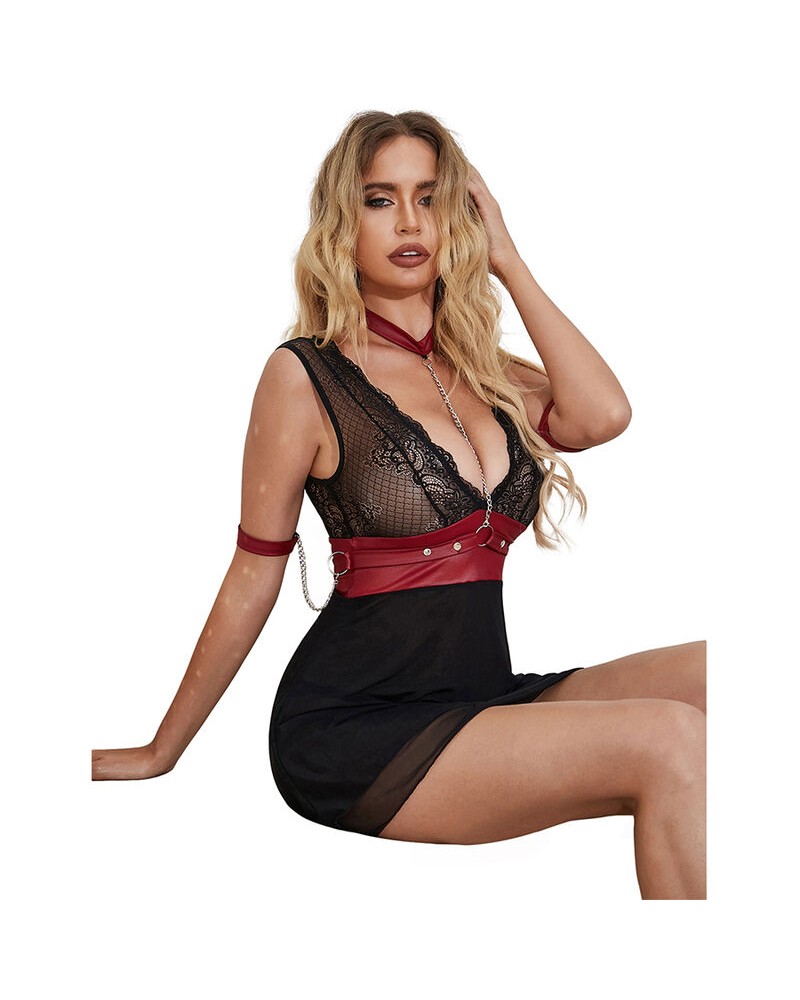 SUBBLIME - 954420 ABITO BONDAGE IN PIZZO NERO S/M