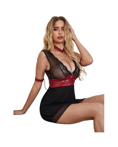 SUBBLIME - 954420 ABITO BONDAGE IN PIZZO NERO S/M