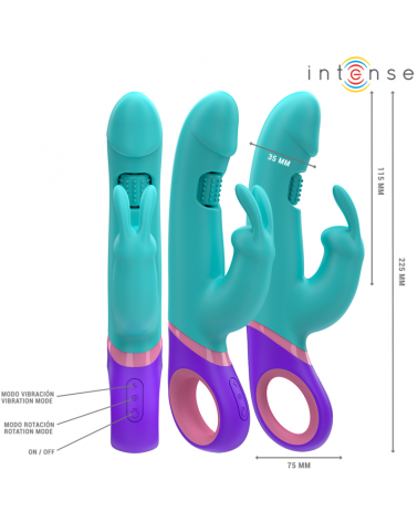 INTENSE - MONICA VIBRATORE RABBIT CON STIMOLATORE G-SPOT ROTANTE BLU