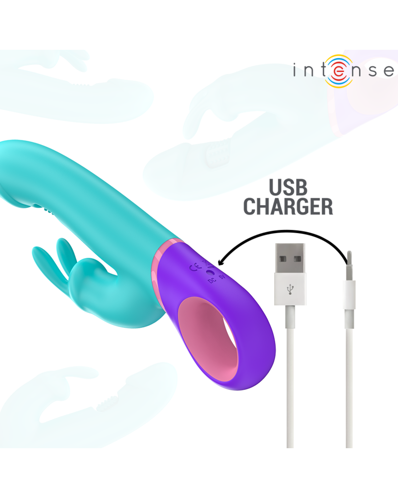 INTENSE - MONICA VIBRATORE RABBIT CON STIMOLATORE G-SPOT ROTANTE BLU