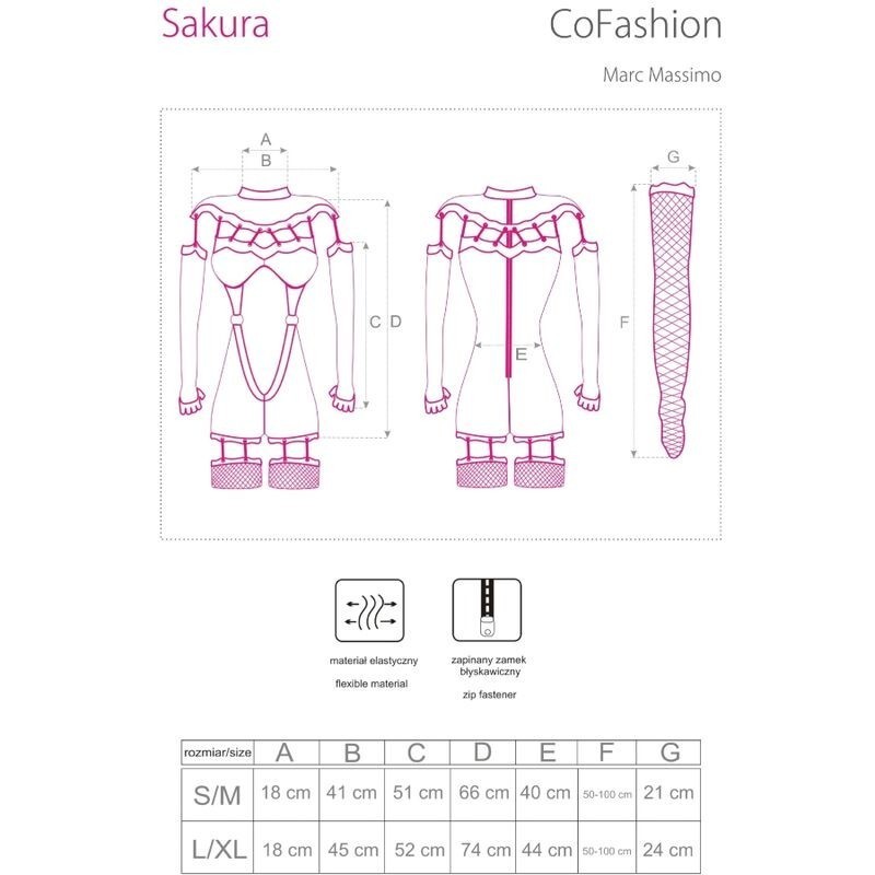 LIVCO CORSETTI FASHION - SAKURA CF 90357 TUTA + GUANTI LUNGHI + CINTURA REGGICALZE NERO S/M