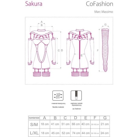 LIVCO CORSETTI FASHION - SAKURA CF 90357 TUTA + GUANTI LUNGHI + CINTURA REGGICALZE NERO S/M