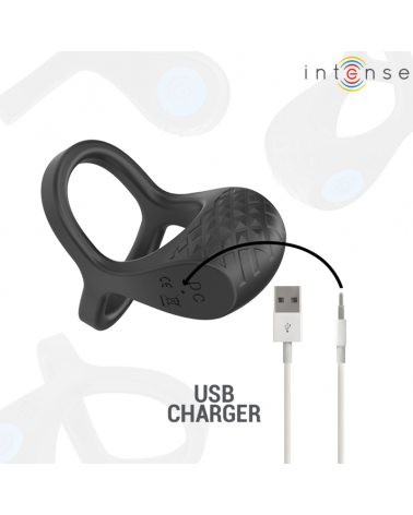 INTENSE - ALEX VIBRATORE DOPPIO ANELLO PER PENE 10 VIBRAZIONI NERO