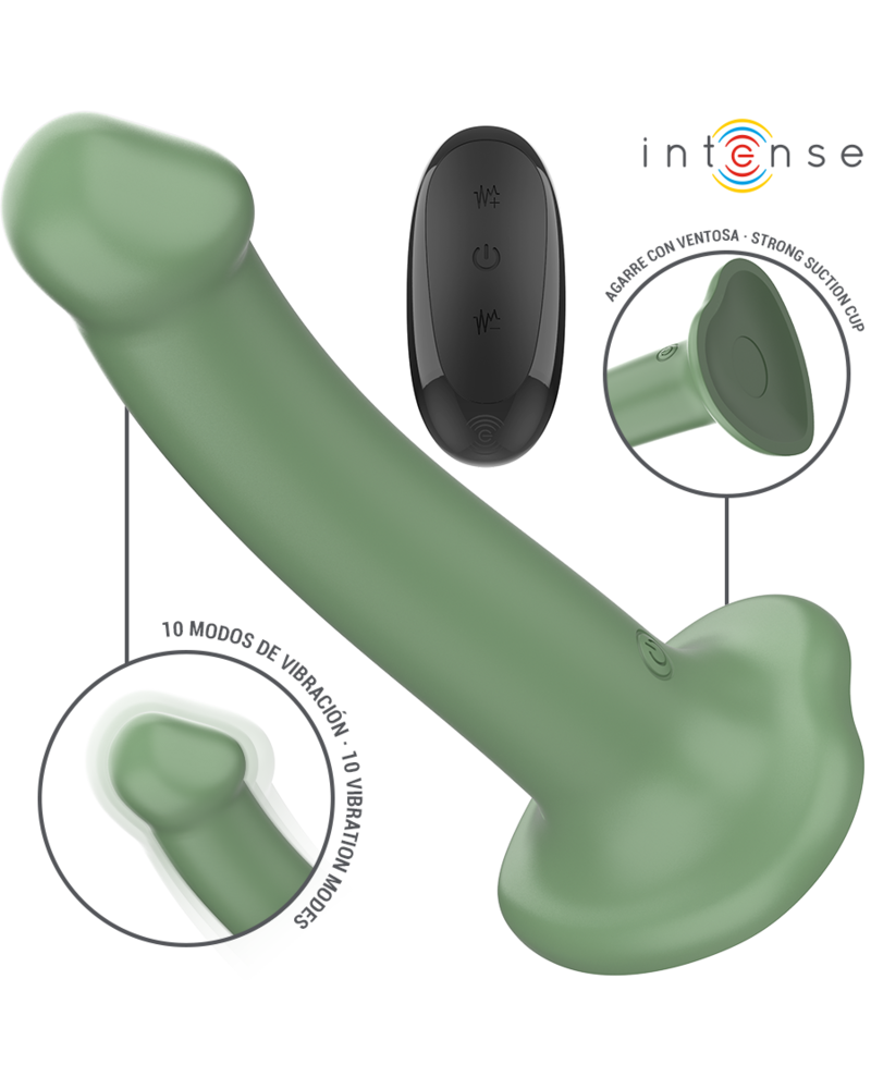 INTENSE - BECCA VIBRATORE CON VENTOSA 10 VIBRAZIONI TELECOMANDO VERDE