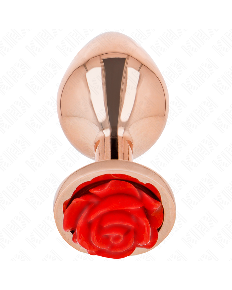 KINK - PLUG ANALE IN ORO ROSA CON ROSA ROSSA M