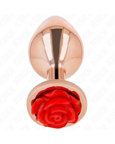 KINK - PLUG ANALE IN ORO ROSA CON ROSA ROSSA M