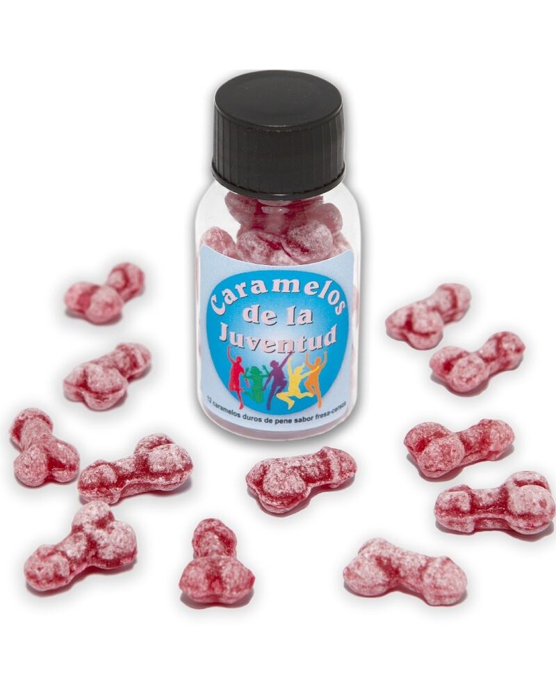 DIABLO PICANTE - 12 CARAMELLE PER GIOVANI FORMA DI PENE FRAGOLA/CILIEGIA