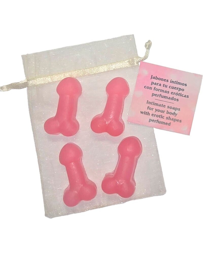 DIABLO PICANTE - 4 MINI SAPONI PROFUMATI A FORMA DI PENE ROSA