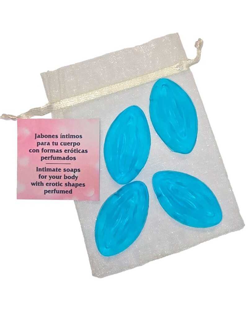 DIABLO PICANTE - 4 MINI SAPONI A FORMA DI VAGINA BLU