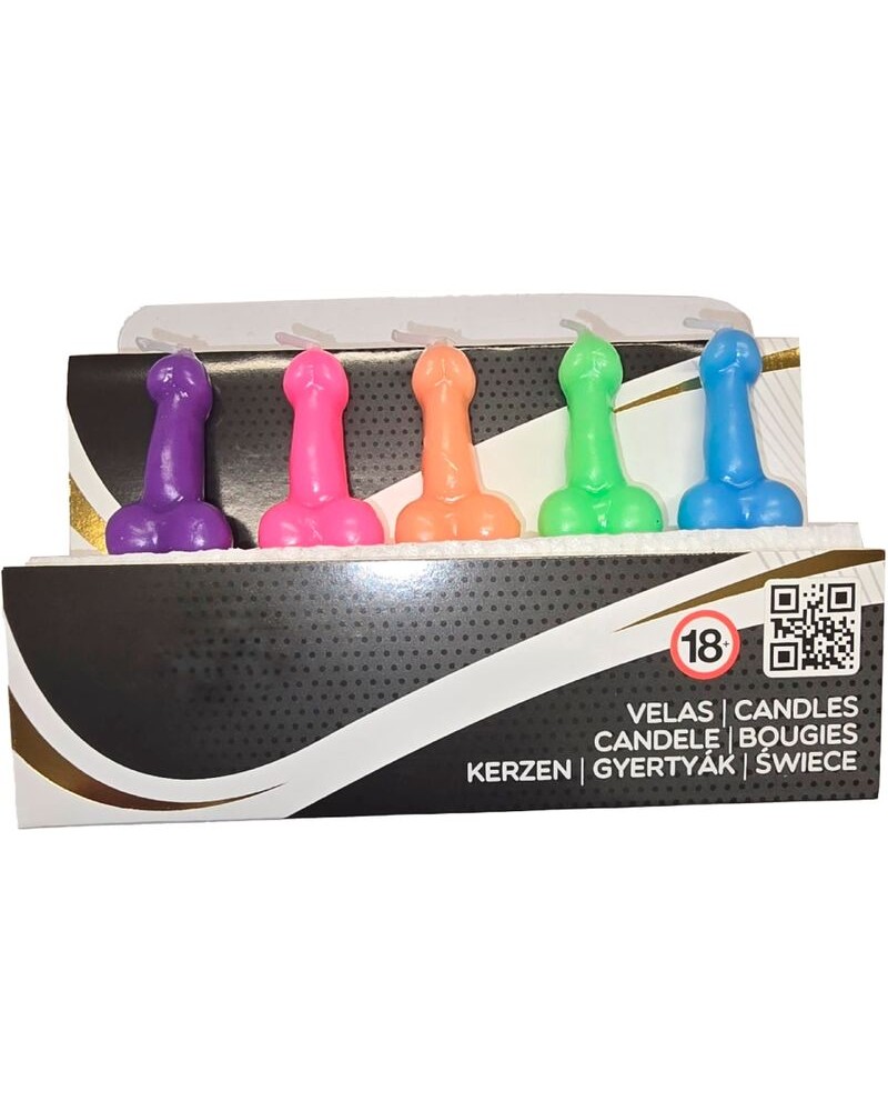 DIABLO PICANTE - SCATOLA DA 5 CANDELE A FORMA DI PENE IN DIVERSI COLORI