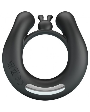 PRETTY LOVE - ANELLO VIBRANTE DAHLIA + STIMOLATORE CLITORIDEO 12 VIBRAZIONI NERO