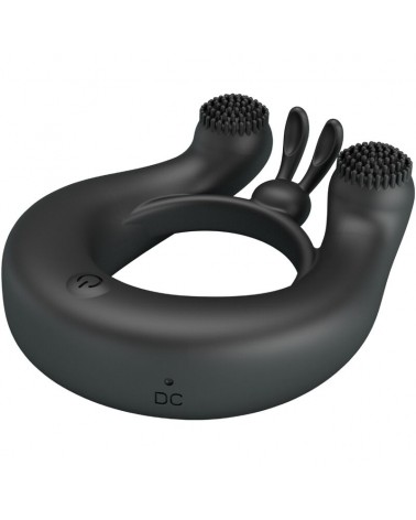 PRETTY LOVE - ANELLO VIBRANTE DAHLIA + STIMOLATORE CLITORIDEO 12 VIBRAZIONI NERO