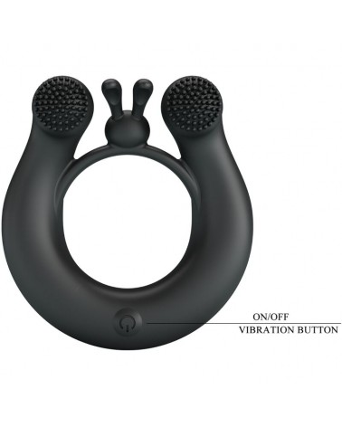 PRETTY LOVE - ANELLO VIBRANTE DAHLIA + STIMOLATORE CLITORIDEO 12 VIBRAZIONI NERO