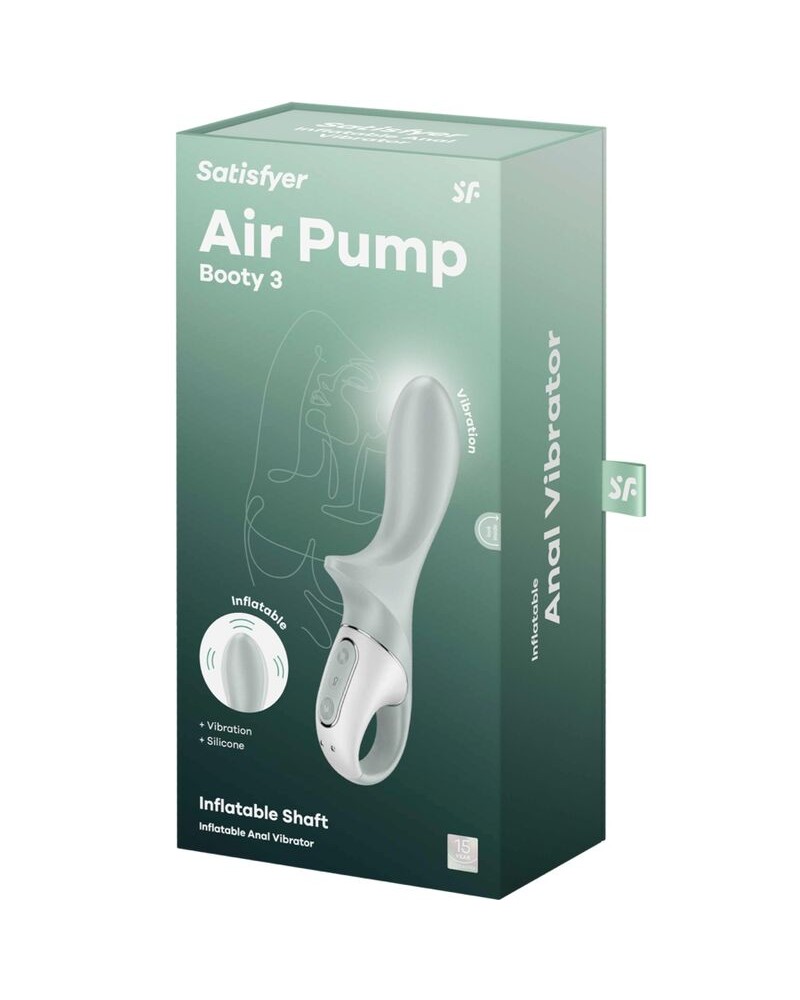 SATISFYER - AIR PUMP BOOTY 3 VIBRATORE ANALE GONFIABILE GRIGIO VERDE