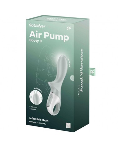 SATISFYER - AIR PUMP BOOTY 3 VIBRATORE ANALE GONFIABILE GRIGIO VERDE