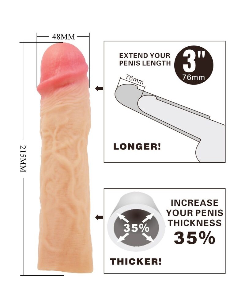 PRETTY LOVE - DEREK GUAINA PER PENE CON ESTENSIONE DA 7,6 CM FLESH