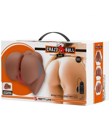 CRAZY BULL - VIBRATORE EMILIA ASS CON VAGINA E ANO REALISTICI CARNE TELECOMANDO