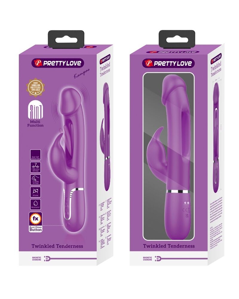PRETTY LOVE - KAMPAS 3 IN 1 MULTIFUNZIONE VIBRATORE CONIGLIO VIOLA