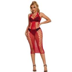 SUBBLIME - 952327 VESTITO LUNGO A RETE ROSSO TAGLIA UNICA 2