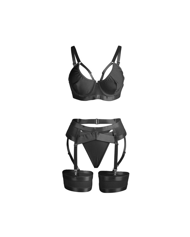 SUBBLIME - 955243 REGGISENO BONDAGE NERO CON GIARRETTIERA L/XL