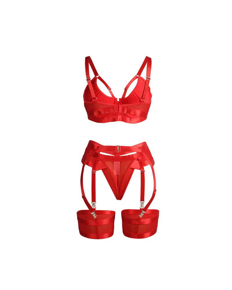 SUBBLIME - 955267 REGGISENO BONDAGE ROSSO CON GIARRETTIERA L/XL