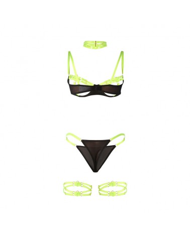 SUBBLIME - 955281 COMPLETO REGGISENO CON COLLANA E DETTAGLI GAMBA VERDE FLUO L/XL
