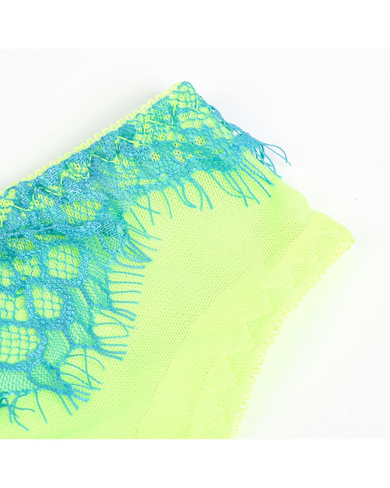 SUBBLIME - 955311 COMPLETO REGGISENO CON PIZZO E LINEE GIARRETRICI VERDE E BLU S/M