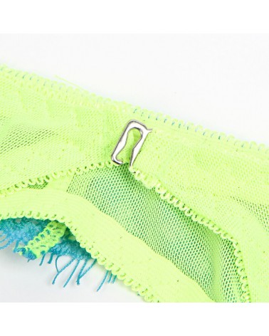 SUBBLIME - 955311 COMPLETO REGGISENO CON PIZZO E LINEE GIARRETRICI VERDE E BLU S/M