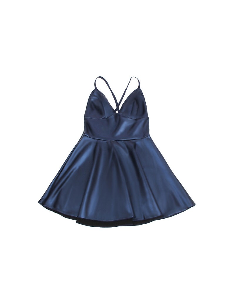 SUBBLIME - 955427 ABITO CON SPALLINE IN PELLE BLU L/XL