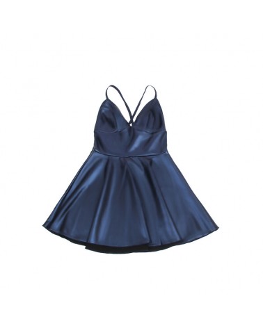 SUBBLIME - 955427 ABITO CON SPALLINE IN PELLE BLU L/XL