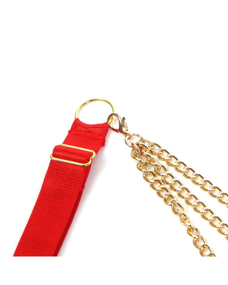 SUBBLIME - 955519 COMPLETO REGGISENO CON CATENE E CUORE IN RETE ROSSO S/M