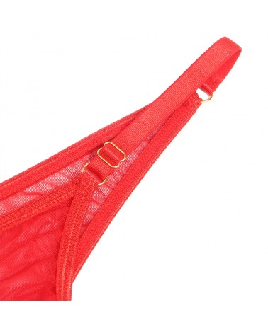 SUBBLIME - 955519 COMPLETO REGGISENO CON CATENE E CUORE IN RETE ROSSO S/M