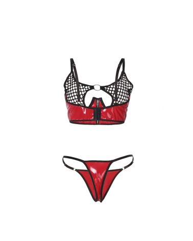 SUBBLIME - 955533 REGGISENO IN VERNICE ROSSA CON CERNIERA E REGGISENO A RETINO S/M