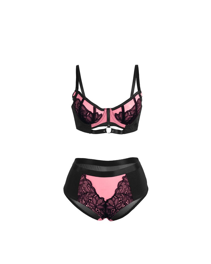 SUBBLIME - 955571 SET REGGISENO IN VERNICE ROSA CON CERNIERA E REGGISENO A RETINO S/M