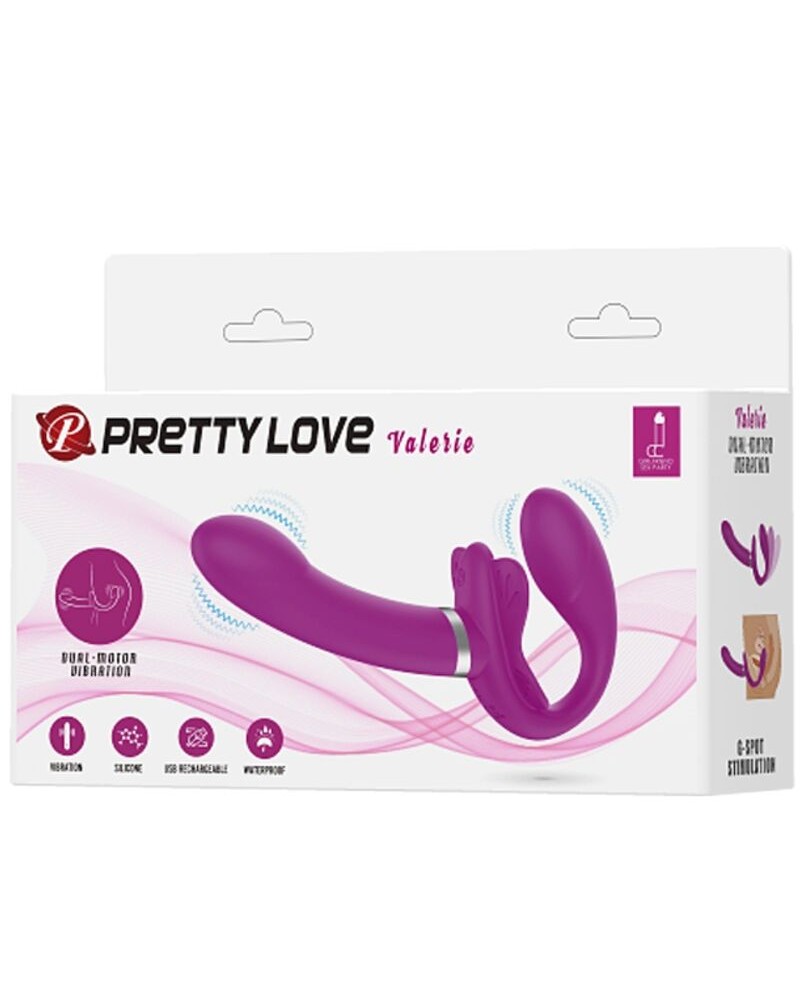 PRETTY LOVE - VALERIE VIBRATORE DOPPIO STRAP-ON 12 VIBRAZIONI VIOLA