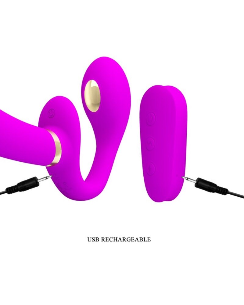 PRETTY LOVE - THUNDERBIRD VIBRATORE DOPPIO STRAP-ON TELECOMANDO VIOLA