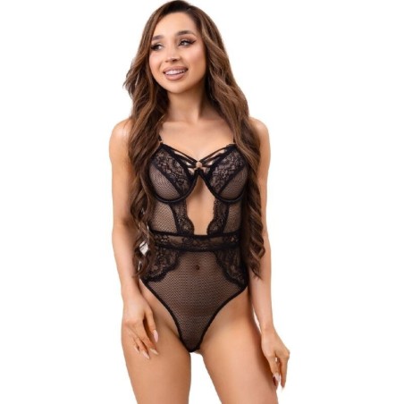 LIVCO CORSETTI FASHION - PAULA LC 20209 BODY CON DECORI IN PIZZO NERO S/M