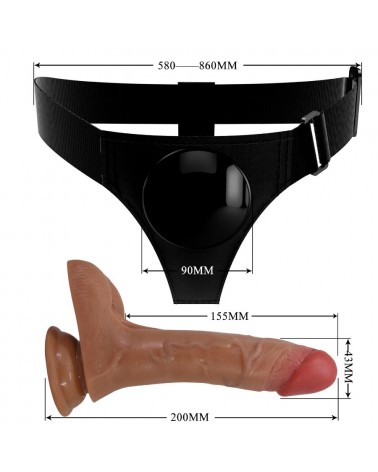 PRETTY LOVE - SLIP UNIVERSALE CON DILDO VIBRANTE E SQUIRTING 15,5 CM MULATO