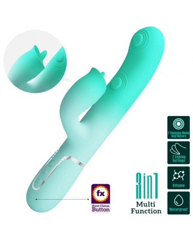PRETTY LOVE - VIBRATORE MULTIFUNZIONE CONIGLIO GIGI VERDE ACQUA