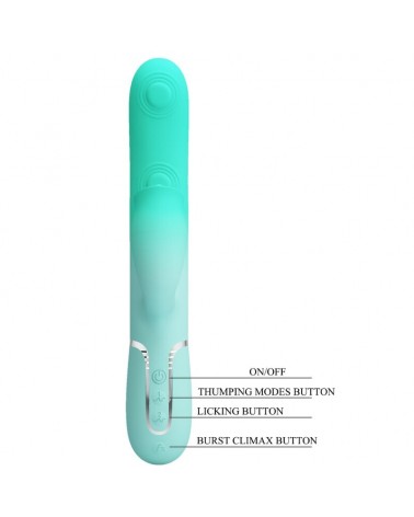PRETTY LOVE - VIBRATORE MULTIFUNZIONE CONIGLIO GIGI VERDE ACQUA