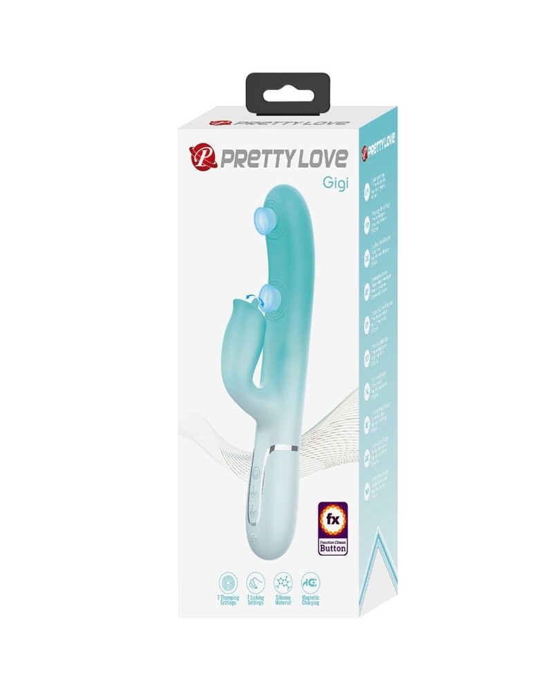PRETTY LOVE - VIBRATORE MULTIFUNZIONE CONIGLIO GIGI VERDE ACQUA