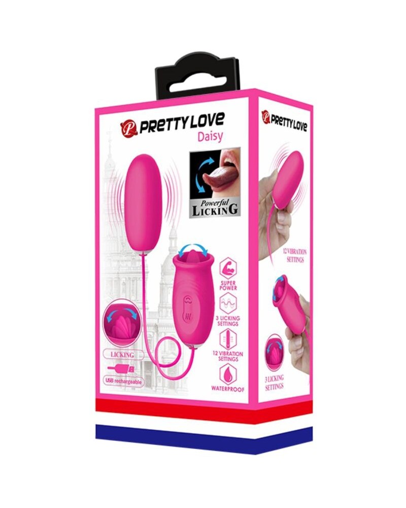 PRETTY LOVE - Ovulo vibrante a forma di margherita + lingua stimolante per il clitoride ROSA