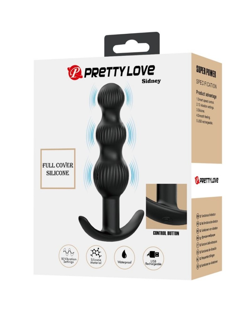 PRETTY LOVE - SIDNEY VIBRATORE ANALE 10 VIBRAZIONI NERO