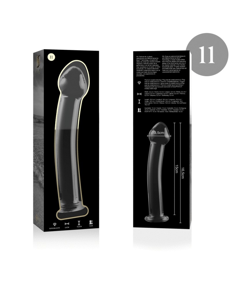 NEBULA SERIES BY IBIZA - MODELLO 11 DILDO IN VETRO BOROSILICATO TRASPARENTE 16 CM -O- 3 CM