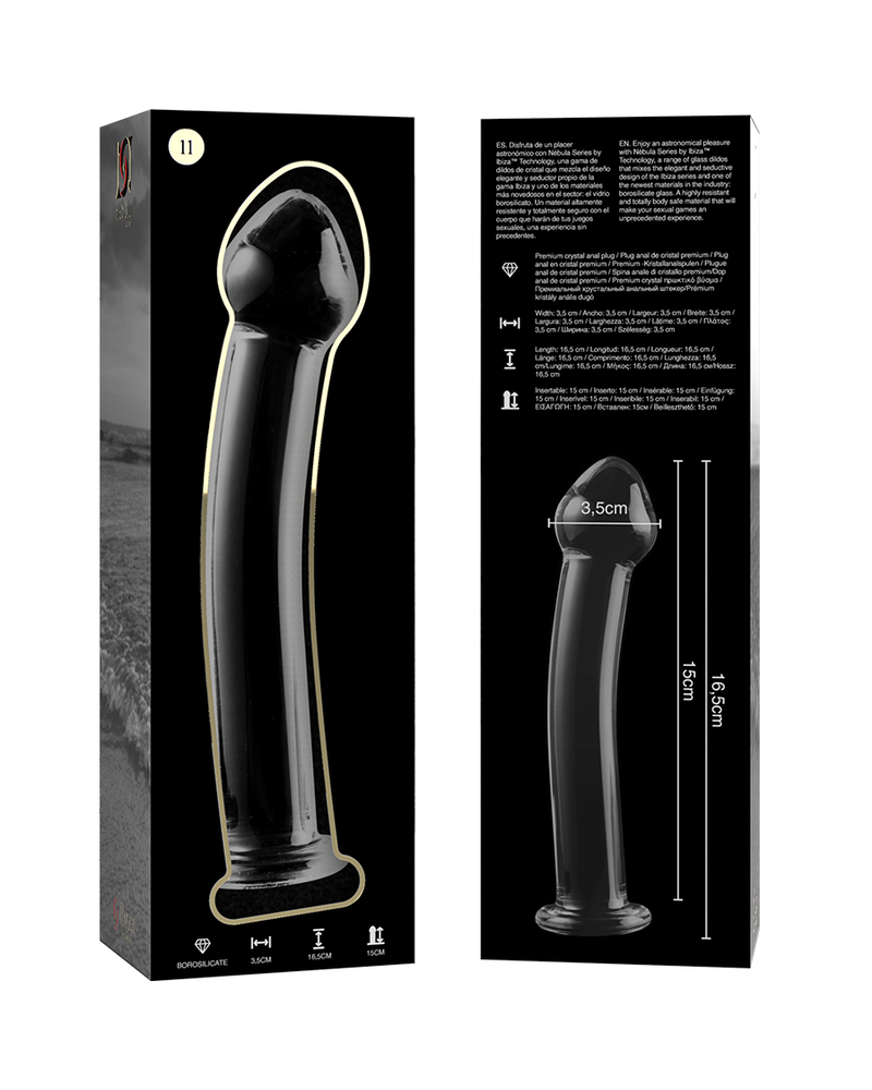 NEBULA SERIES BY IBIZA - MODELLO 11 DILDO IN VETRO BOROSILICATO TRASPARENTE 16 CM -O- 3 CM