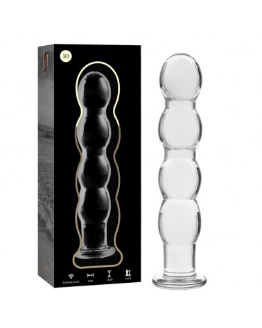 NEBULA SERIES BY IBIZA - MODELLO 10 DILDO IN VETRO BOROSILICATO TRASPARENTE 16.5 CM -O- 3.5 CM