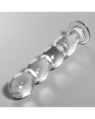 NEBULA SERIES BY IBIZA - MODELLO 10 DILDO IN VETRO BOROSILICATO TRASPARENTE 16.5 CM -O- 3.5 CM