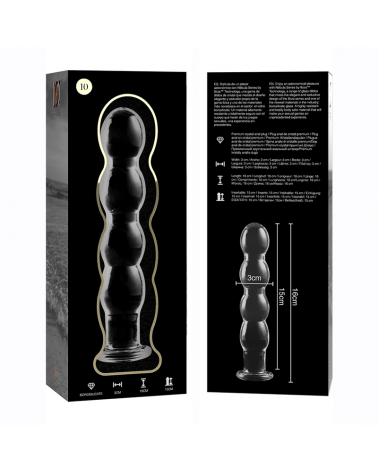 NEBULA SERIES BY IBIZA - MODELLO 10 DILDO IN VETRO BOROSILICATO TRASPARENTE 16.5 CM -O- 3.5 CM