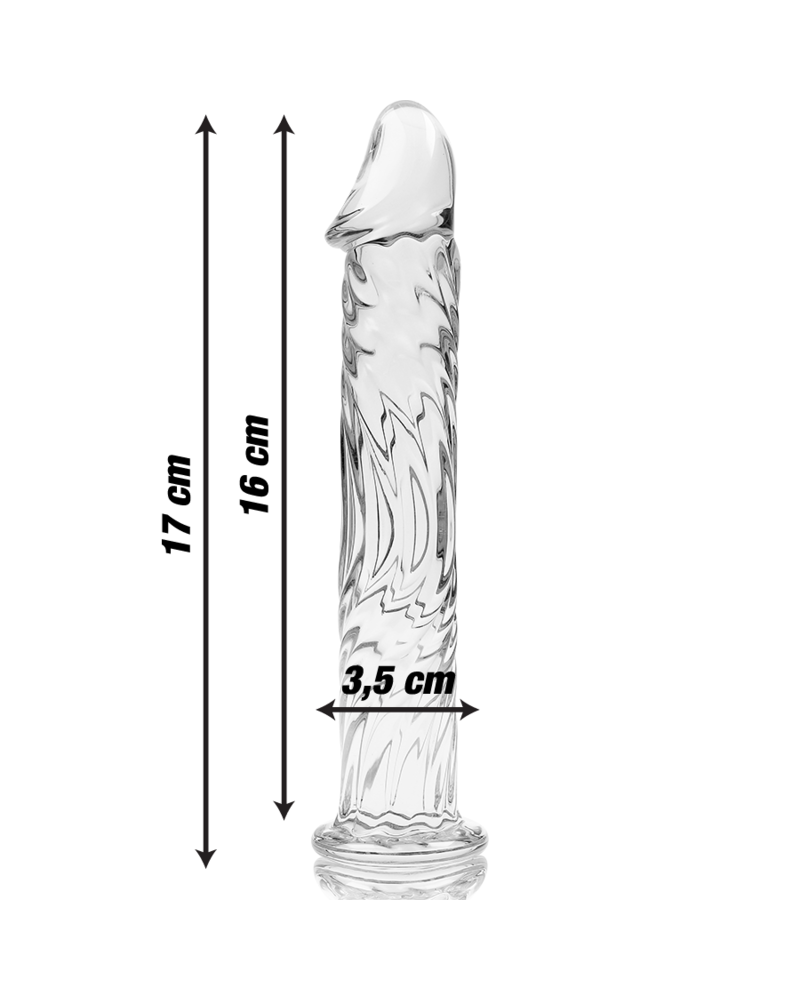 NEBULA SERIES BY IBIZA - MODELLO 12 DILDO IN VETRO BOROSILICATO TRASPARENTE 17 CM -O- 3.5 CM