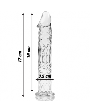 NEBULA SERIES BY IBIZA - MODELLO 12 DILDO IN VETRO BOROSILICATO TRASPARENTE 17 CM -O- 3.5 CM